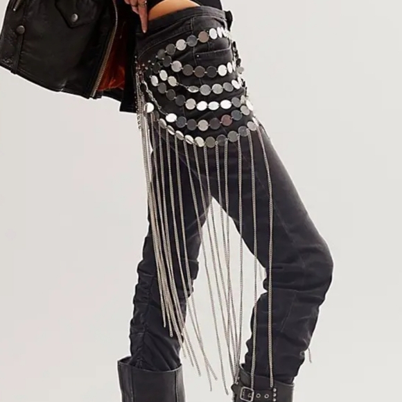 Free People Accessories - Free People Disco Inferno Skirt Belt Heavy Metal